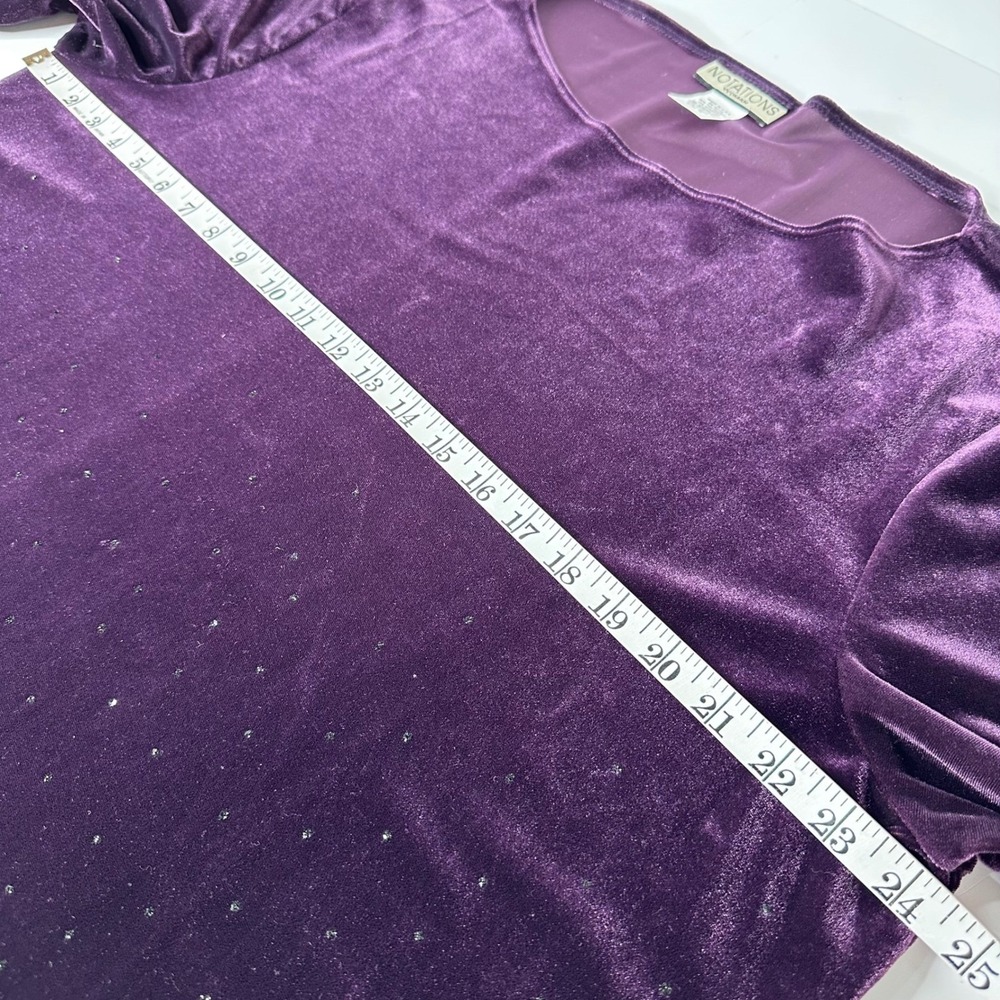 Notations Velvet Top Purple Sparkle Bling‎ Formal Event Party Vintage NEW Sz 1X - Picture 10 of 13